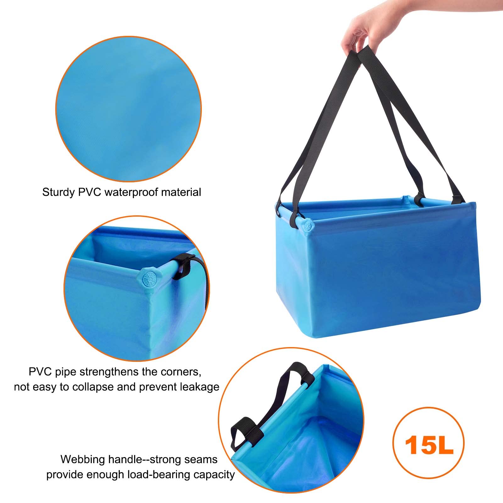 VKI® Falteimer 15L Faltbar - Wasserdichte Waschschüssel Für Camping & Garten