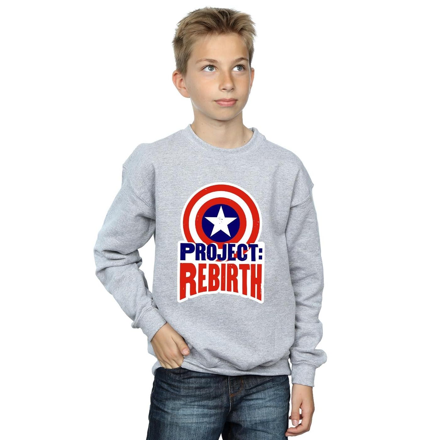 Marvel Boys Captain America Project Rebirth Sweatshirt 12-13 years Sport Grey