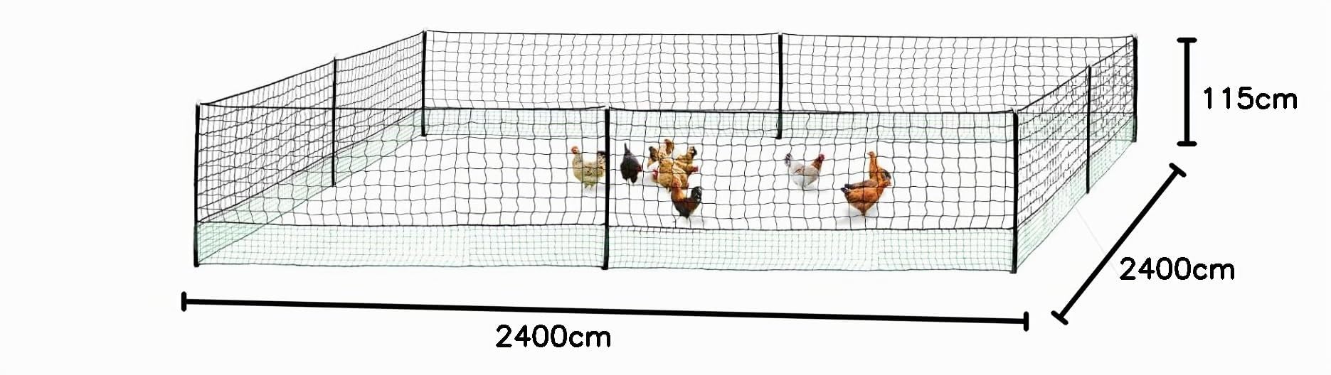 IDMarket - Kit recinzione rete per galline 24 m con porta 9 picchetti doppia punta
