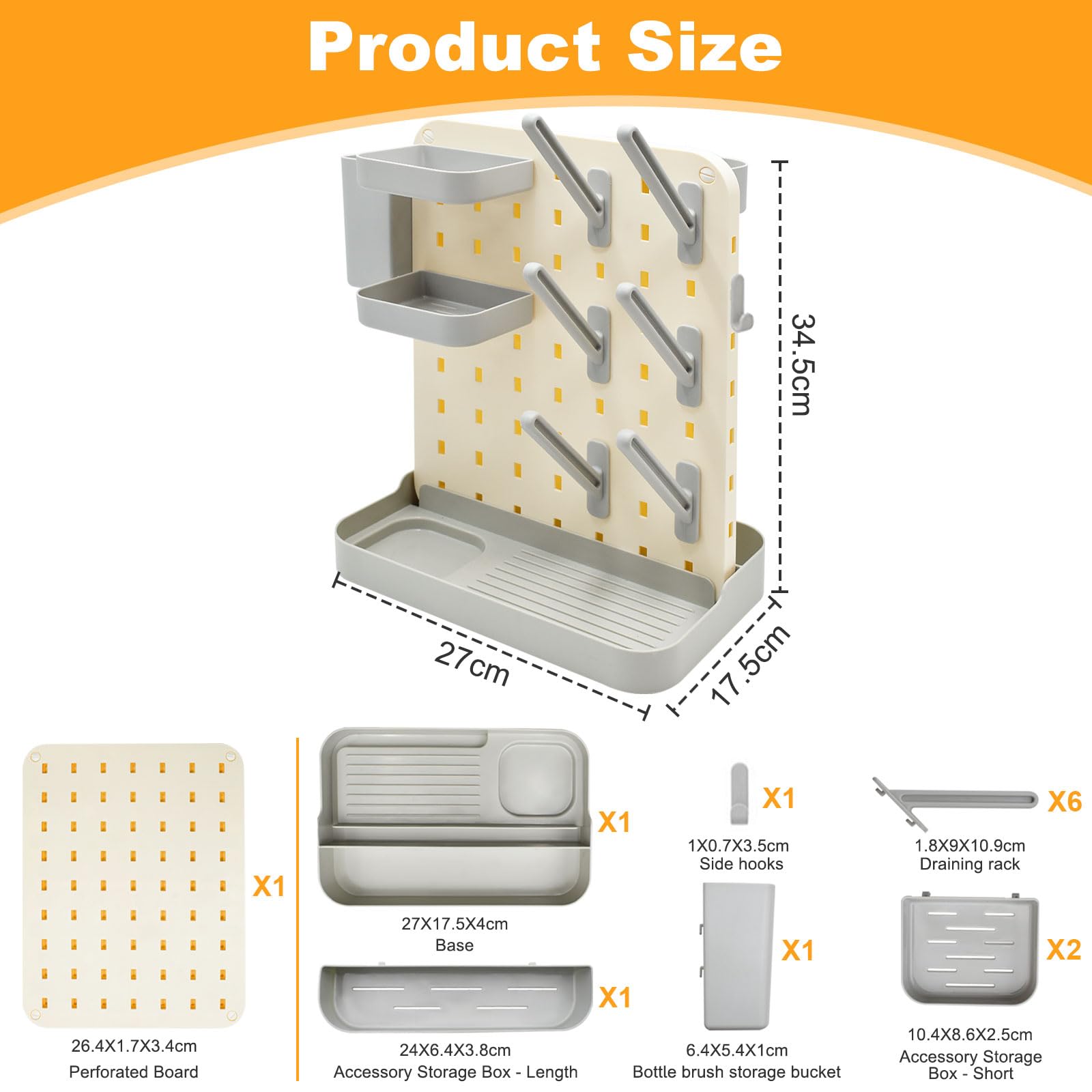 YTACREA Baby Bottle Drying Rack, Grey, Standard - Image 3
