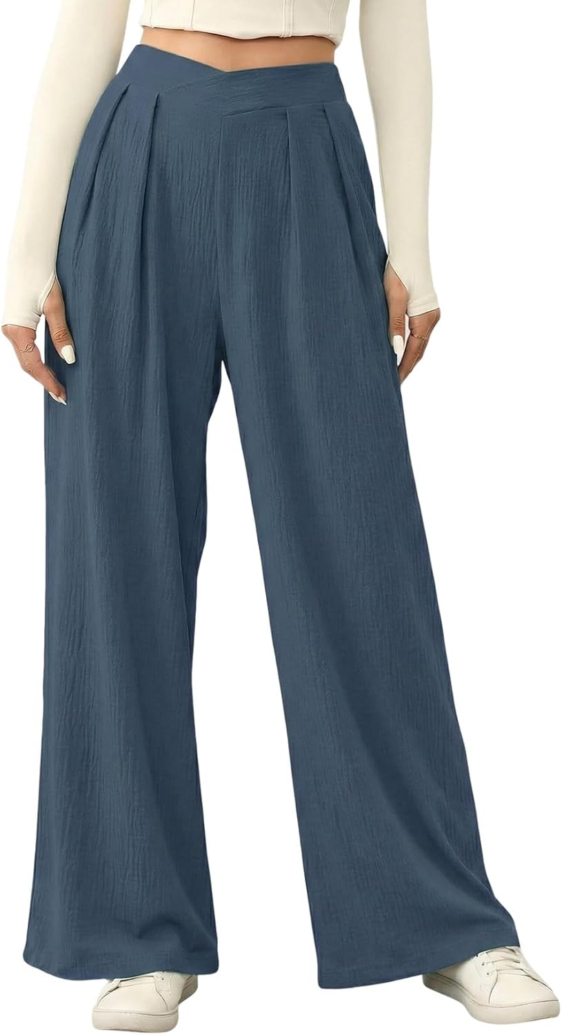 Acelitt Womens Casual Lightweight Palazzo Pants, S-XXL