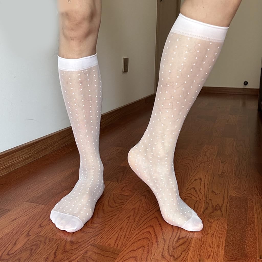 Mens Sheer Business Dress Socks Long Over the Calf Dress or Work Socks Nylon Dress Socks Knee Highs Dress Socks