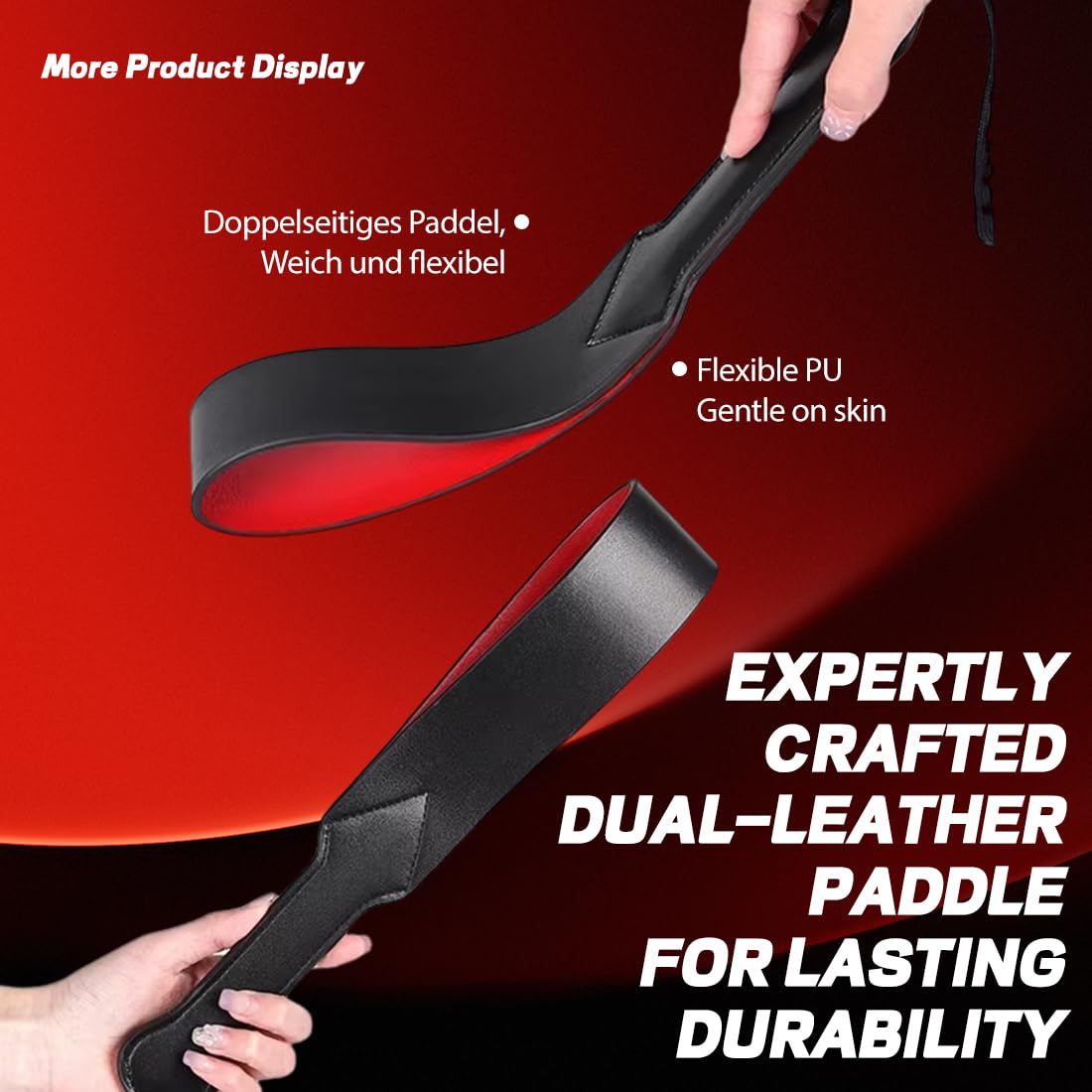 1 Pièce Pagaie En Cuir Pour Fessée, Spanking Paddle Double Face Cuir Souple Confortable,Jeux De Rôle, Sex Toy Accessoire Bondage Adultes, Fétish Couple Dominant Soumis Plaisir