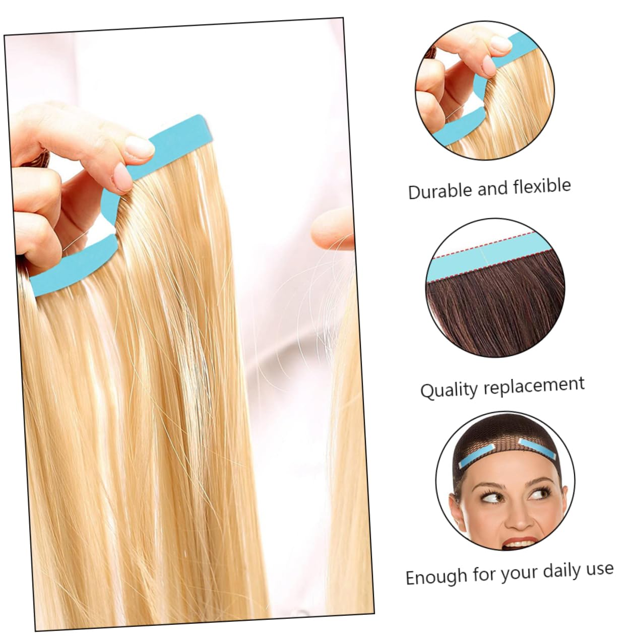 IWOWHERO Hair Extension Tape Tabs 6 Sheets Double Sided Adhesive Strips Tape for Wigs Cost
