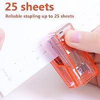 Vista 4 de Mini grapadora con grapas, pequeña engrapadora transparente, capacidad de 25 hojas, incluye 640 grapas y removedor de grapas, fácil de transportar