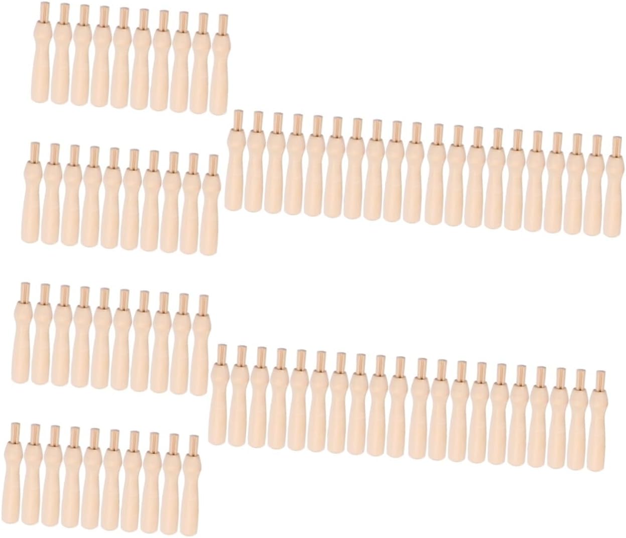 STOBOK Punch Needle Handles Replacement Wooden Felting Needle Handles for Felting Tools with Smooth Polished Surface Easy to Install and Use
