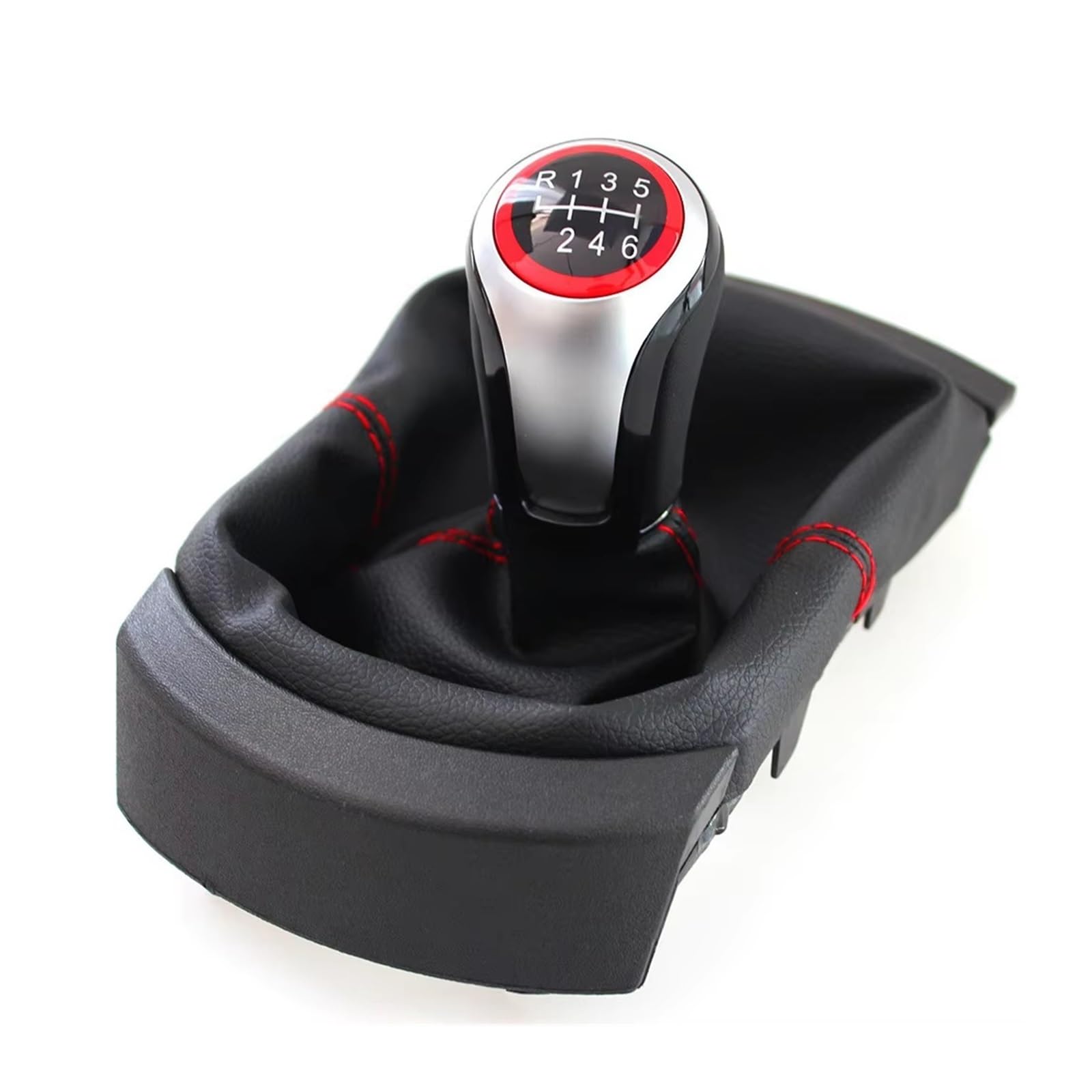 Qmtvfsrh 6 Speed Car Gear Shift Knob Manual 5/ Gear Shift Knob Pu Gaiter Boot Cover For Seat For Ibiza 2002-2010 Abs Shifter Lever(6 Speed)