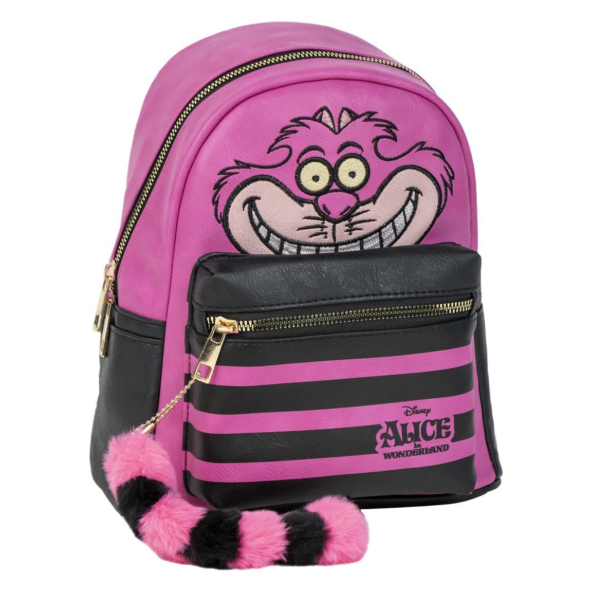 CERDÁ LIFE'S LITTLE MOMENTS Mochila Casual de Disney - Color Rosa - 22.5x22.5x7.cm - Fabricada en PU - Estampado del Gato Cheshire - Producto Original