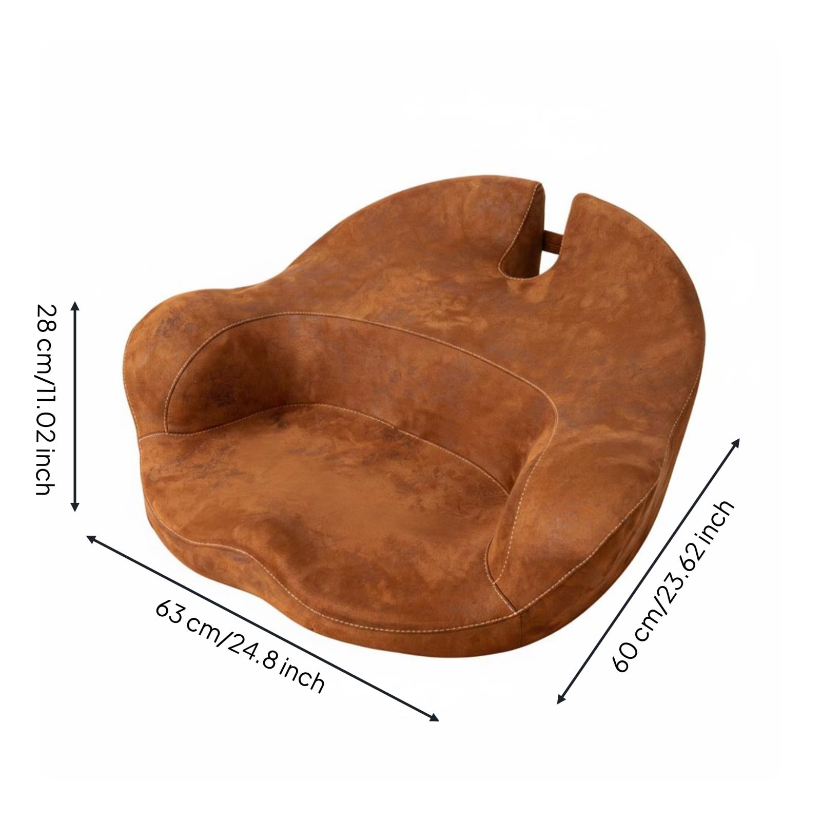 Cojín de Meditación Cojín Asiento Respaldo Almohadilla Piso Material de Ante Suave y Espuma Viscoelástica Forma Ergonómica para Sesiones Prolongadas, Marrón, Grande