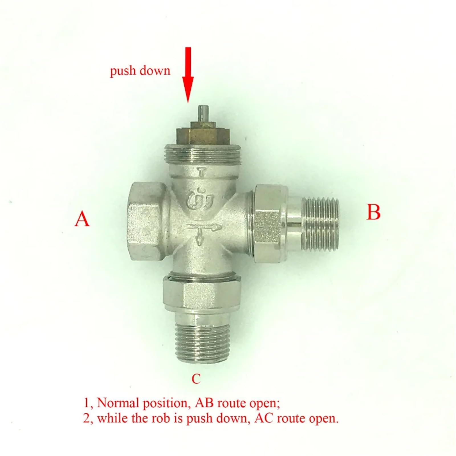 DN15 DN20 DN25 Messing Drei-Wege-Ventil Thermostat Heizkörper Ventil 1PCS(Size:DN15)