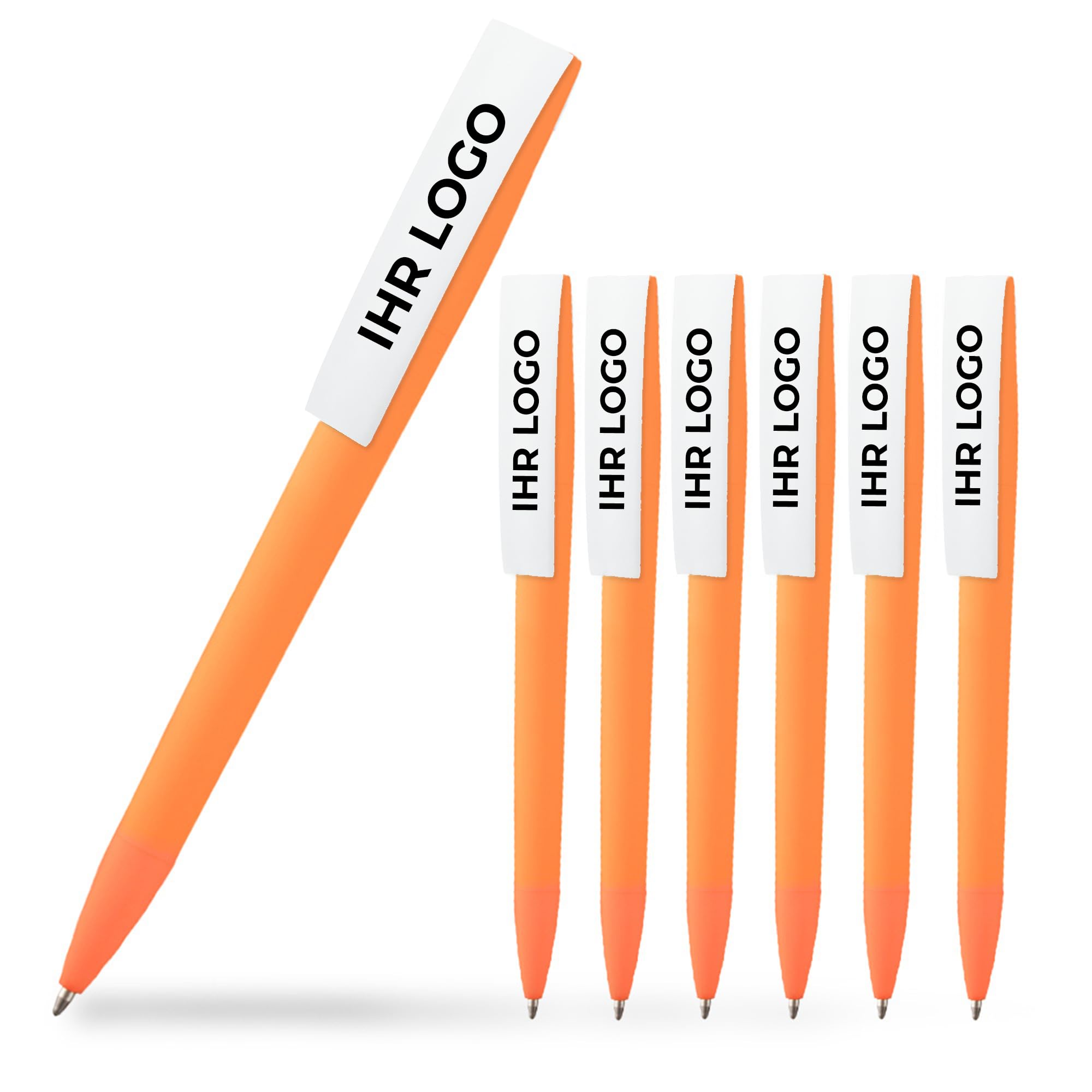 Cimpress Personalised Ballpoint Pens, Custom Printed with Logo or Image, Black Ink, Ideal for Events, Schools, or Corporate Use, Available in Sets of 25, 50, or 100 (100 Pack, Orange)