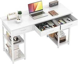 CAIYUN 43 Inch Home Office Desk,Computer Desk with 3 Fabric Drawers&CPU ...