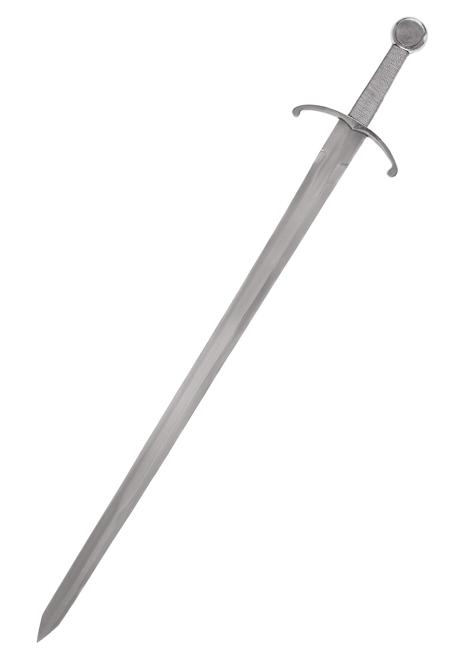 Battle-Merchant Mittelalterliches Schwert aus Stahl, 93 cm, ungeschärft | Templer, Ritter, Einhänder, mit Kreuz-Parierstange, Ledergriff, Historisches Sammlerstück & Dekoration, ab 18