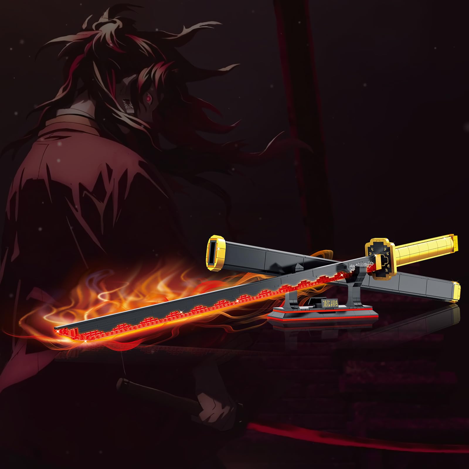 JMBricklayer Anime Katana Mattoncini da Costruzione, 70138 Set Spada, Giocattolo Cosplay Ninja Mattoncini ad Incastro, Modello Regalo per Adulti e Ragazzi da 8+ con Fodero e Supporto