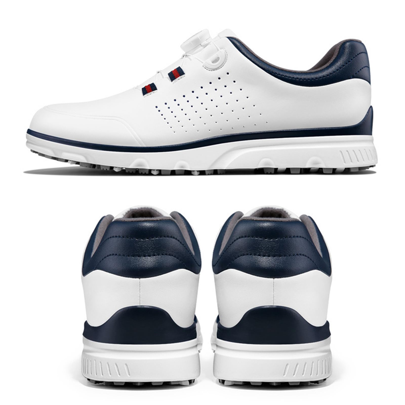 JiuQing Męskie buty golfowe bezkolcowe wodoodporne wygodne skórzane buty golfowe do chodzenia na świeżym powietrzu
