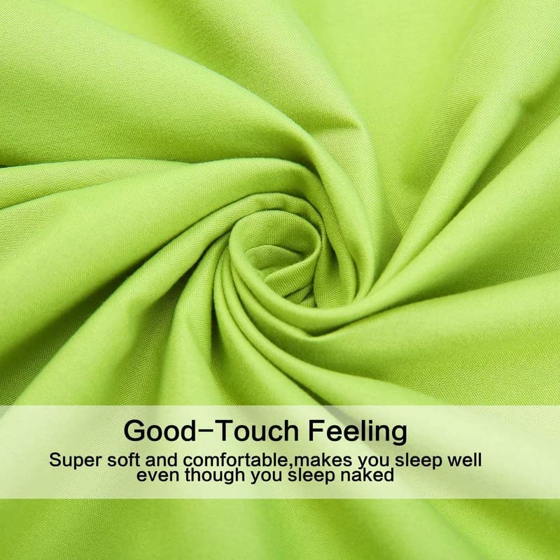 Image of Single Bed Super Solid Plain Bedsheet Cotton Microfiber with 1 Pillow Covers Green