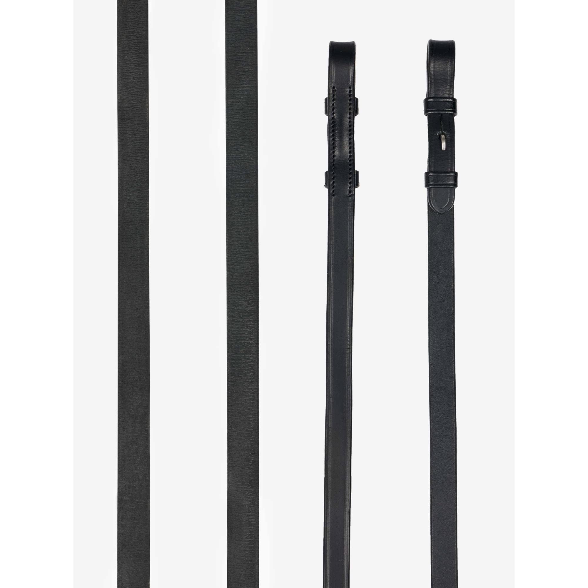 LeMieux Kris Extreme Rubber Reins - Straight Grip Reins - Discretely Textured Surface - Martingale Stoppers - Black - Full - 54"