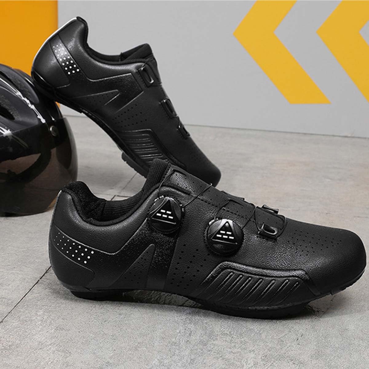 Zapatillas Ciclismo para Hombre, Zapatos Bicicleta de Carretera | Transpirables Antideslizantes Compatibles con Look System Estatica Spinning para Interiores Y Outdoor
