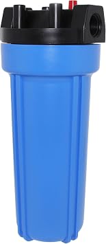 Neo-Pure 10" Standard Water Filter Housing with 3/4" FPT Inlet and Outlet, Durable Black Cap and Blue Sump, Includes Pressure Relief Button, Suitable for Whole House or Under Sink Filtration Systems
