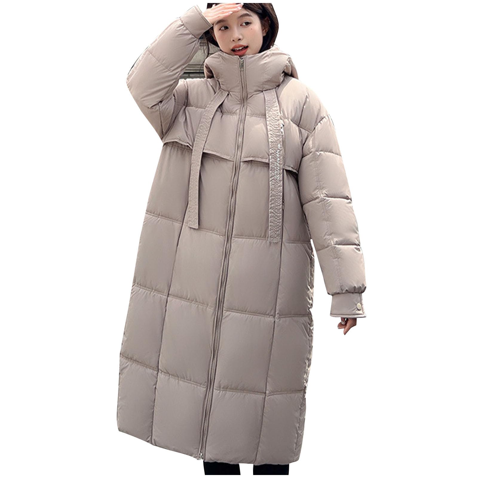 Piumino Donna Invernale Lungo Curvy Piumino Lungo con Cappuccio Ripiegabile Piumini Maniche Lunghe Resistente all'Acqua Ripiegabile Giacca Donna Trapuntato Invernali Cappotto Ultraleggero Pesante
