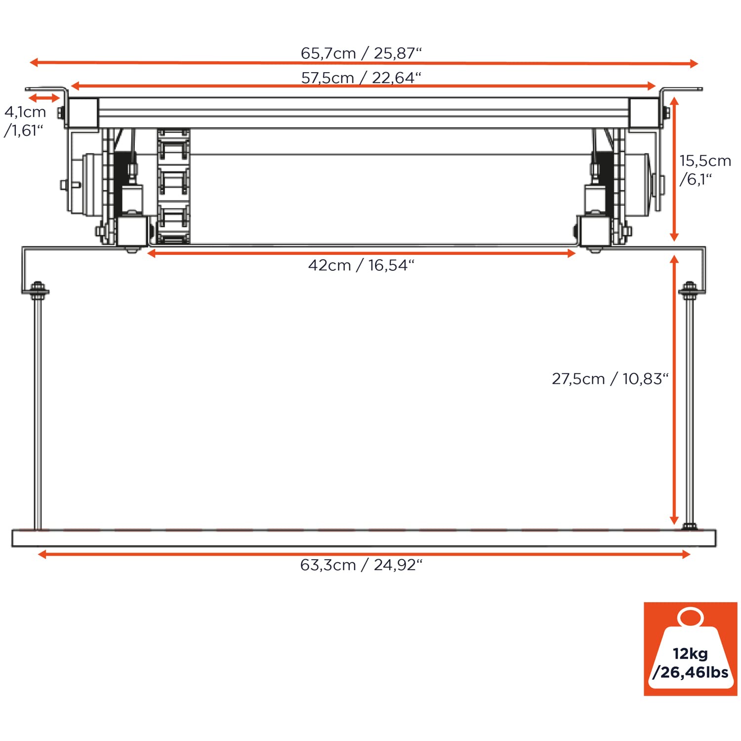 celexon elektrischer Beamer-Deckenlift PL1000 | Hub max. 90cm ausfahrbar | höhenverstellbare Projektor-Halterung zum Einfahren, bündiger Abschluss | für abgehängte Decken geeignet, inkl. Wandschalter
