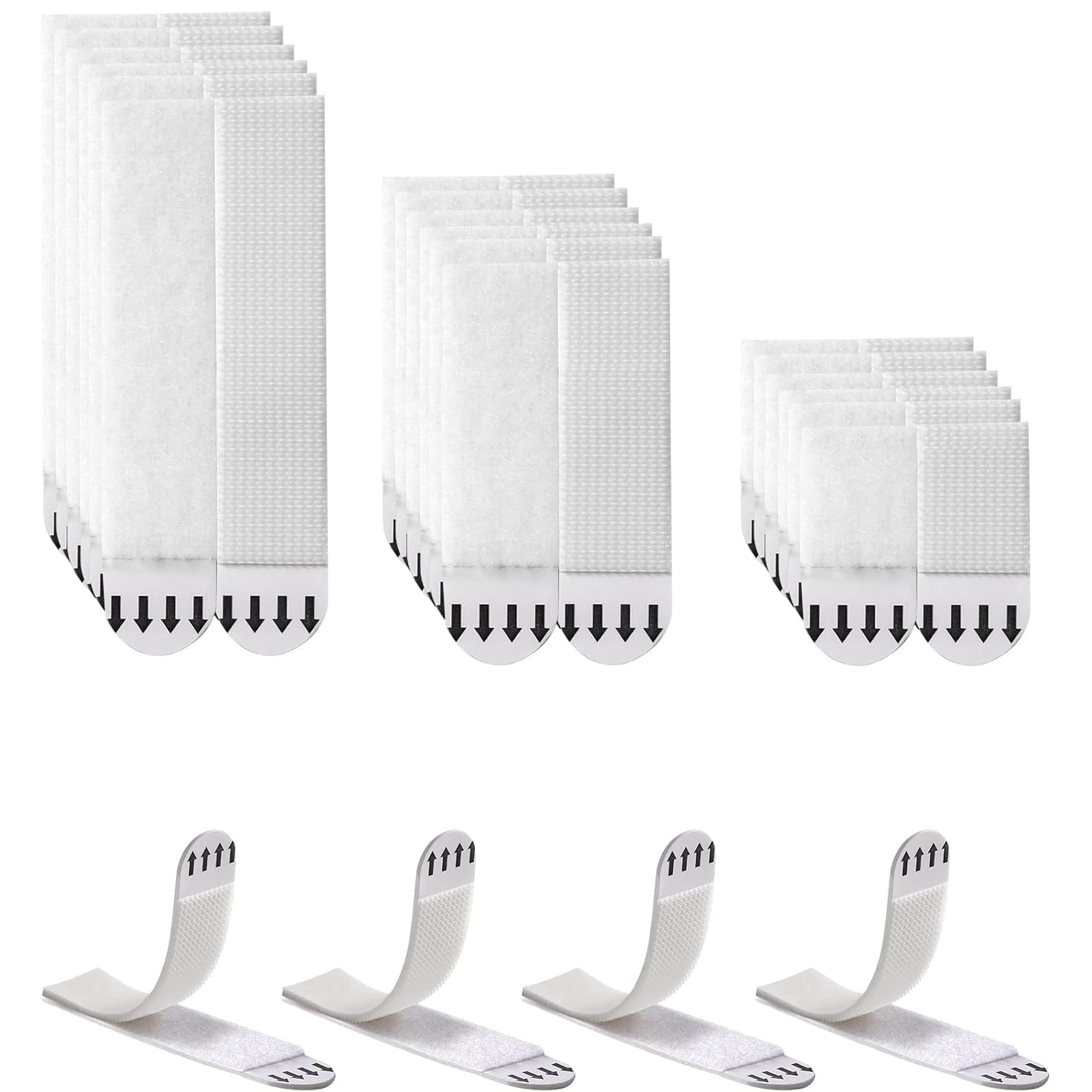 FENGCHUANG 36 Pares (72 Tiras) Colgar Cuadros Sin Agujeros, S/M/L Tiras Autoadhesivas Para Colgar Cuadros, Cuelga Cuadros Sin Clavos, para Marcos de Fotos, Pósteres, Cajas de Pañuelos (Blanco)