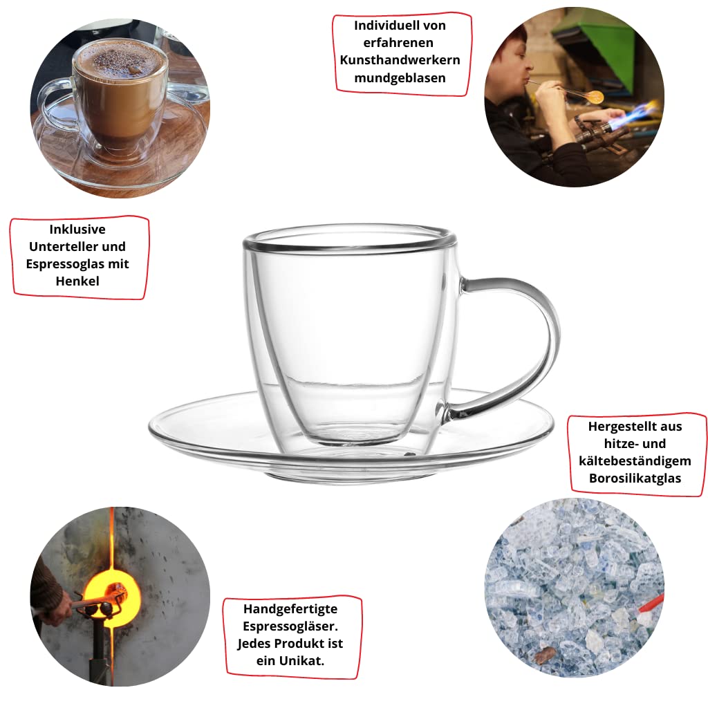 BEY-WDragon Lot De 6 Tasses à Café à Double Paroi En Verre Isotherme