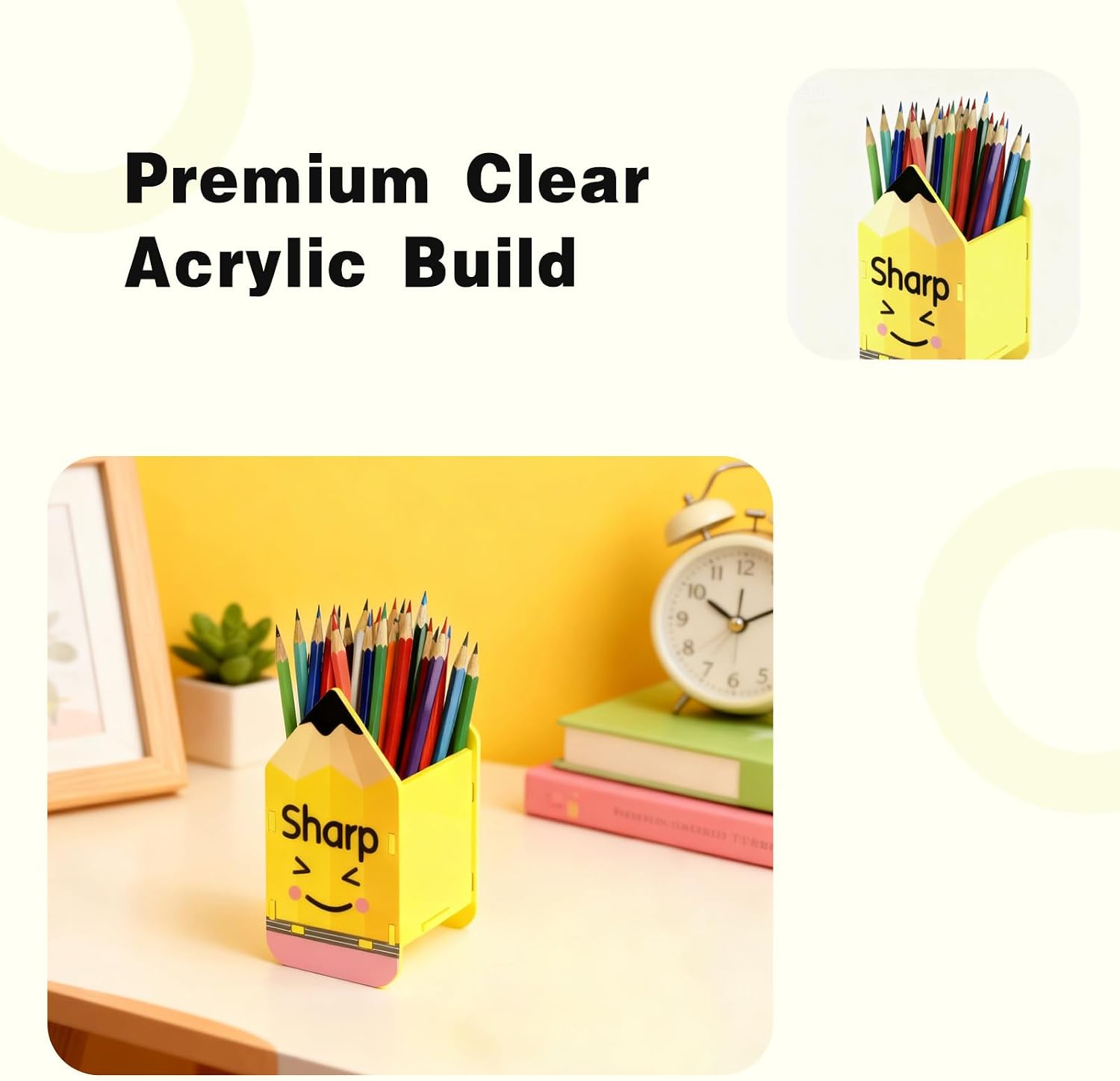 3 Pcs Wooden Pencil Holder Set - Sharp Dull Pencil Cups and Eraser Storage Box, Classroom Organizer for Teachers and Students image 4