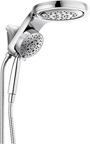 Miniatura 32 de Delta Faucet HydroRain H2Okinetic 58680-CZ-PR25 - Regadera doble de 5 pulverizaciones con rociador de mano y manguera, regaderas de mano, caudal