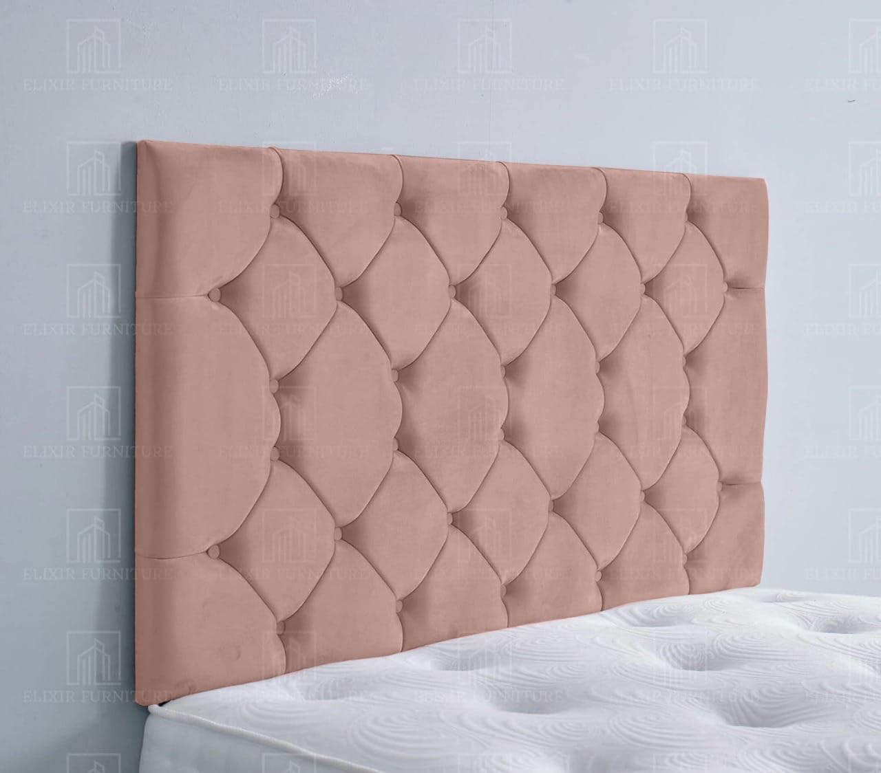Colchester Handmade Headboard Divan Bed Bedroom Decor Hotel Furniture Plush Velvet (Pink, 4ft Small Double)