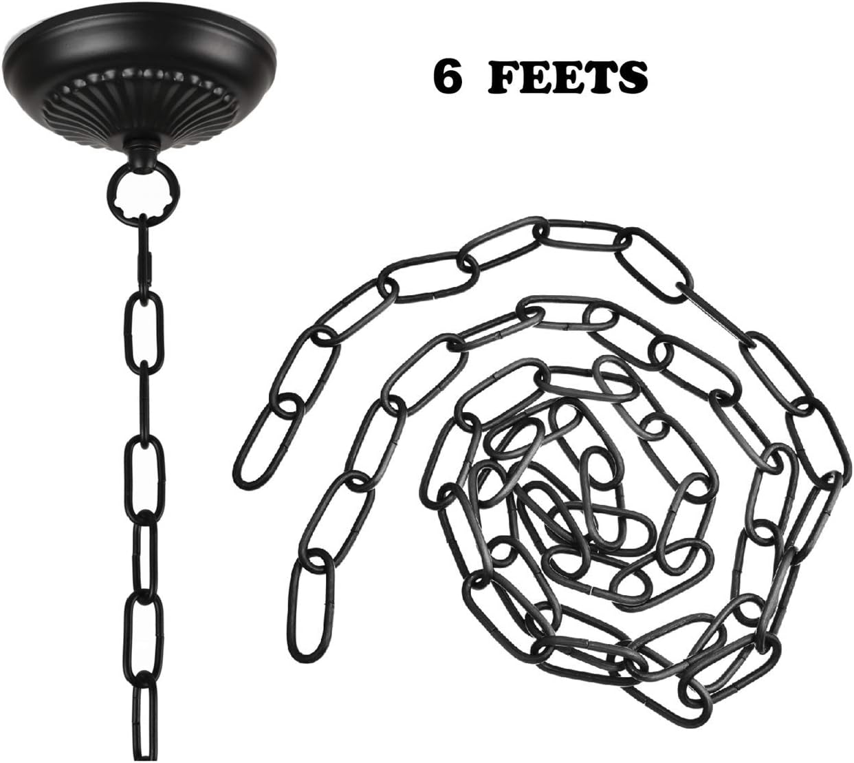 Sangle Soppfy Vingage Canopy Kit and Pendant Light Fixture Chain for Chandelier or Swag Light Fixtures,Maximum Weight of 50 Pounds, 6 feet,Heavy Duty,5 Inches Diameter, Black…