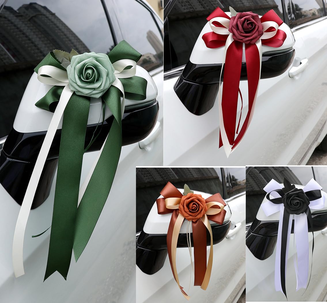 Autoschleifen Künstliche Blumen Autoschmuck Hochzeitsauto Dekoration Auto Car Türgriffleiste Rückspiegel Dekoschleife Wedding Hochzeitschleifen Hochzeit Seidenblume Violett 24 Stück