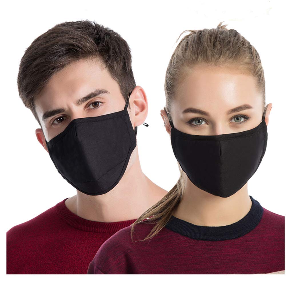 3PCS Dust Masks, Reusable Cotton Mask with 6Pcs PM2.5 Activated Carbon Filters Unisex Anti Pollen Mouth Muffle Protective Outdoor Travel Gauze Face Mask Cycling Ski Warm Face Mask