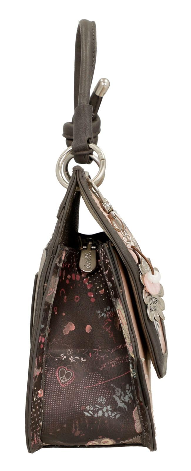 Anekke - Bandolera Solapa - Bandolera de Polipiel para Mujer con Correa Ajustable, Asa de Mano y Cierres de Cremallera - Varios Bolsillos - Medidas 28x22x10 cm
