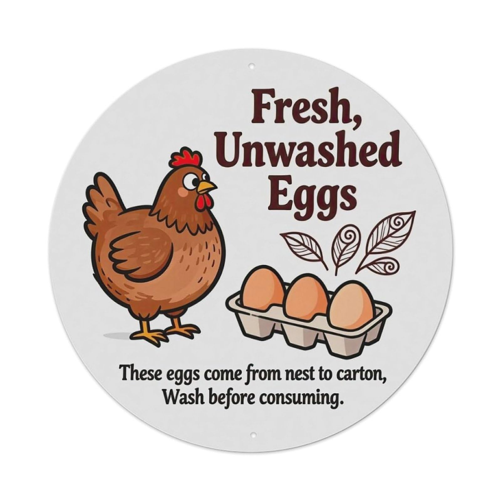 Fresh Unwashed Eggs Chicken Nest Metal Tin Sign