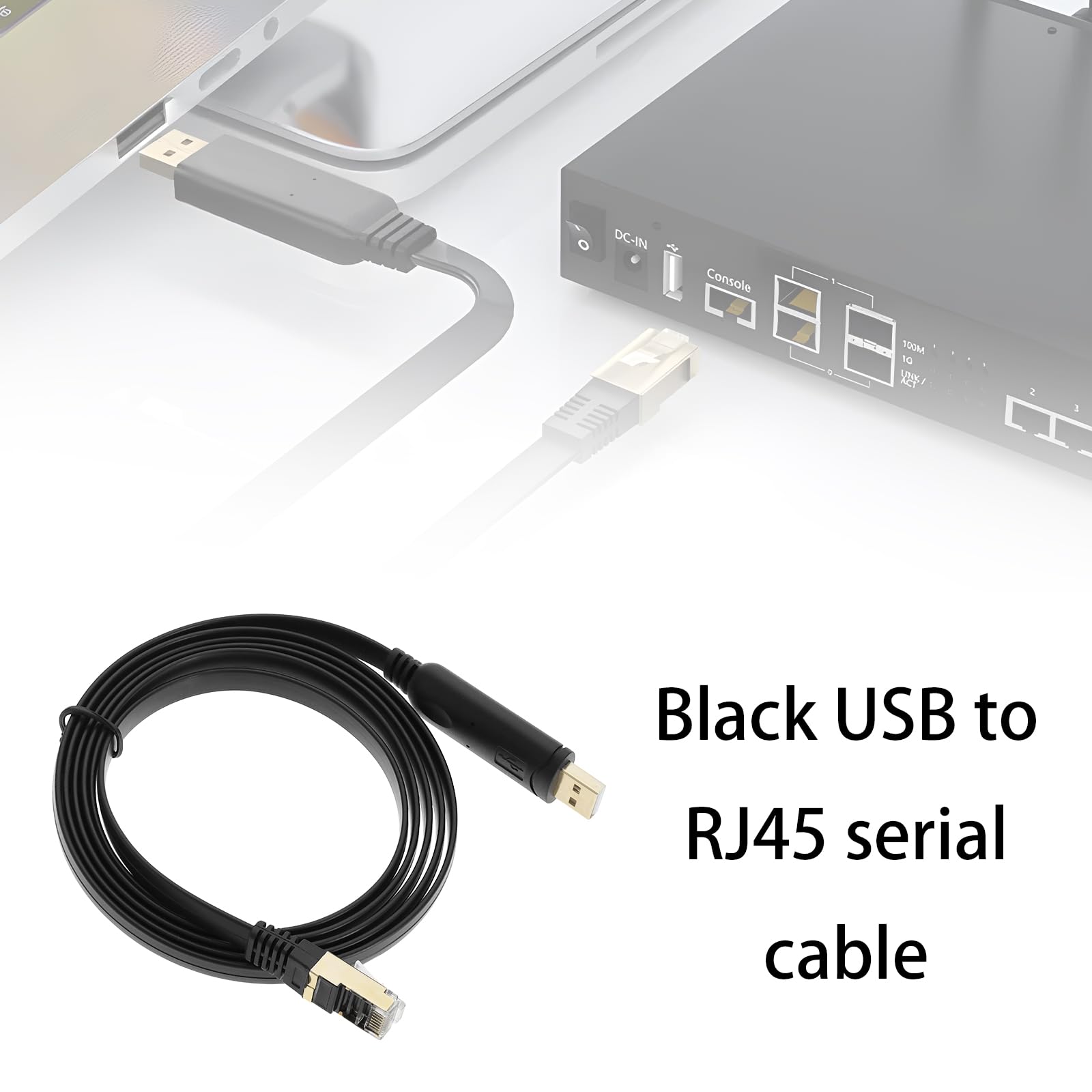 USB 2.0 to RJ45 Console Cable Serial Console Cord 1.8m RS232 Serial Adapter USB to RJ45 Serial Cable Compatible with Cisco TP-Link Ubiquiti, Black