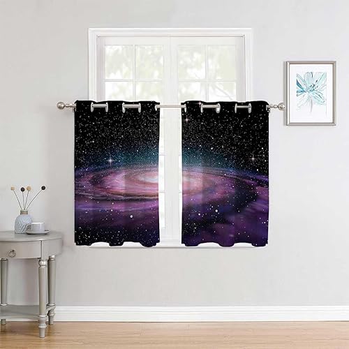 Miniatura 2 de Curtain with Grommets Galaxy Grommet Short Accordion Doors for Closet Cortinas para Ventanas De Cuarto 72Inch Width by 72Inch Length,2 Panels