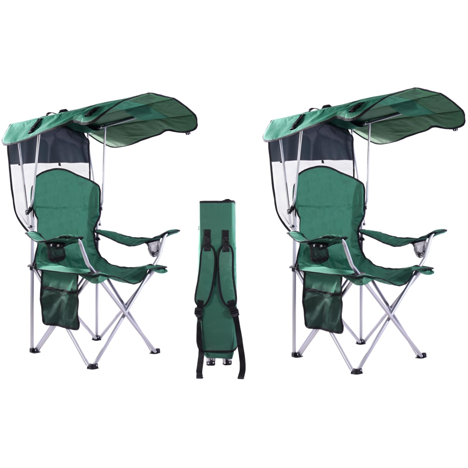 VTOY Portable Folding Camping Chair with Canopy, Outdoor Sun Shade Chair | Durable 600D Oxford Fabric, Ideal for Camping, Beach, Picnic, Fishing and Outdoor Sports
