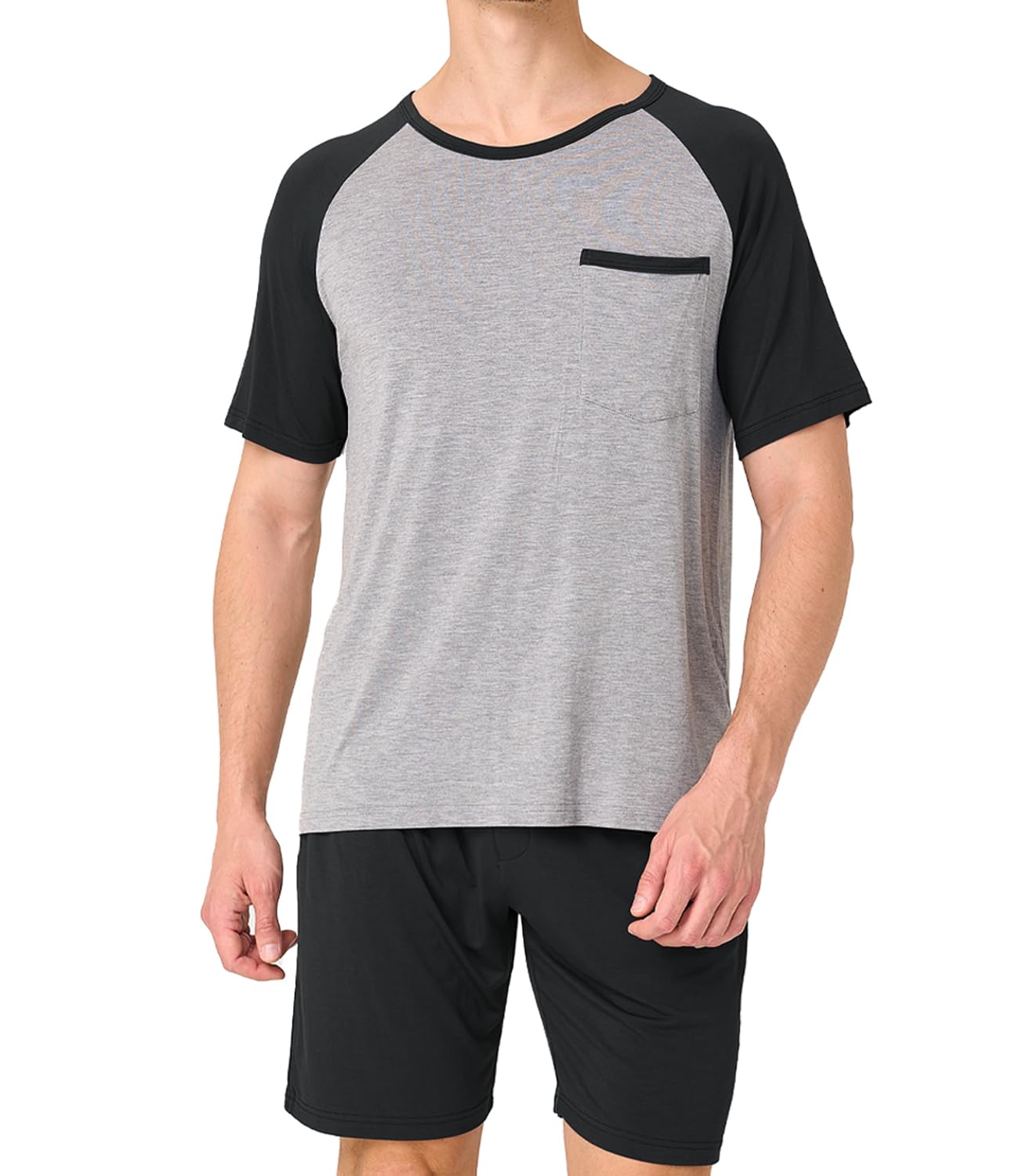 BAMBOO COOL Mens Pajama Set Summer Pjs Sleepwear Short Sleeve Shirts Soft Lightweight Sleep Sets Loungewear with Pockets