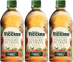 Kit com 3 Garrafas de Vinagre de Maçã e Mel de 500mL cada - Senhor Viccino
