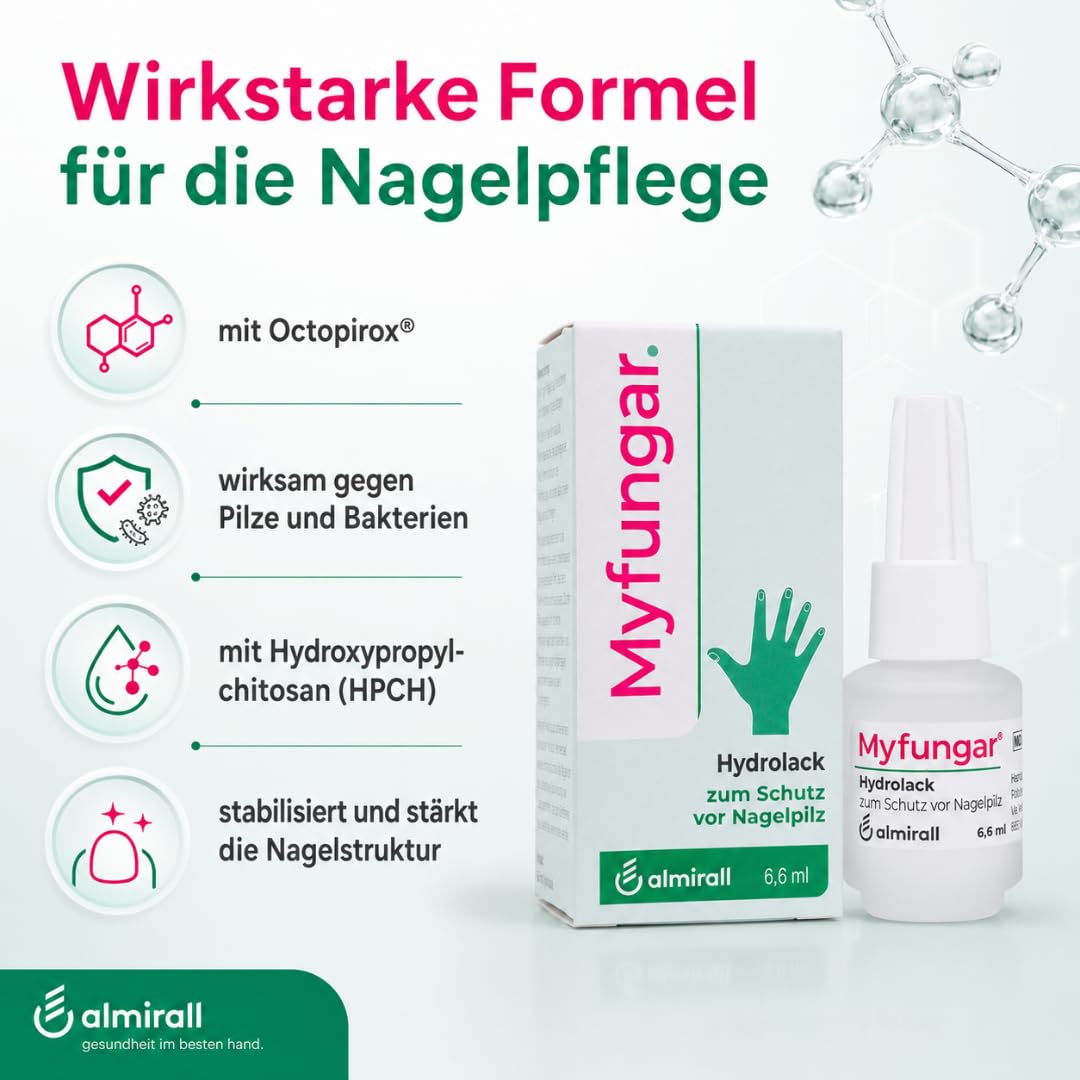 Hydrolack 6,6 ml I Nagellack für Fuß- & Fingernägel I mit Pharma Perle (3x) | täglich anwendbar, wasserlöslicher Schutzfilm, Nagelpflege