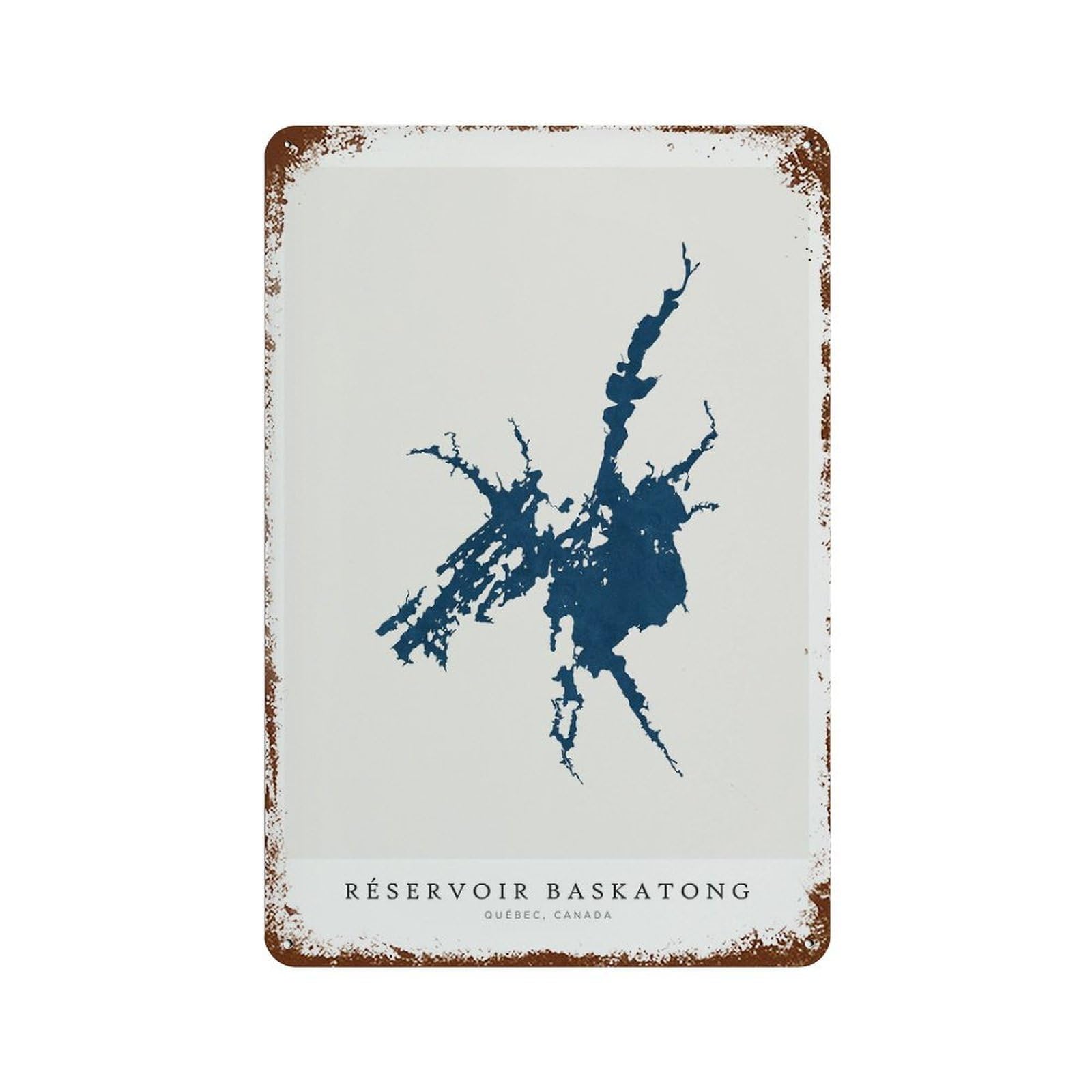 xiaoxiaoshen Reservoir Baskatong Map Quebec Canada Minimalist Lake Wall Decor Art Metal Tin Poster Modern Home Decor Art Home Bar Shop Decorations Vintage Sign 30x20cm