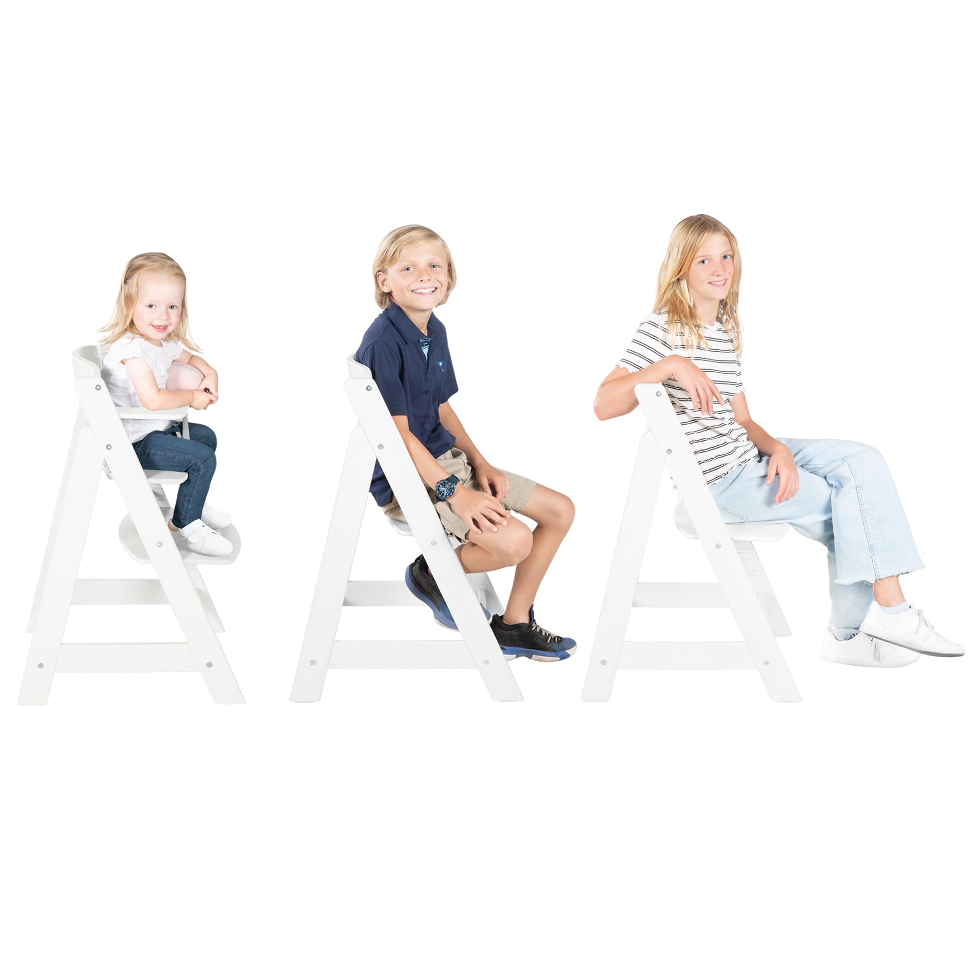 roba Babyhochstuhl Sit Up Click 'N' Flex - Rozwijające się krzesełko do karmienia z drewna - Regulowane krzesełko dla dzieci z pasem krokowym - Od 6. miesiąca do 70 kg - Biały