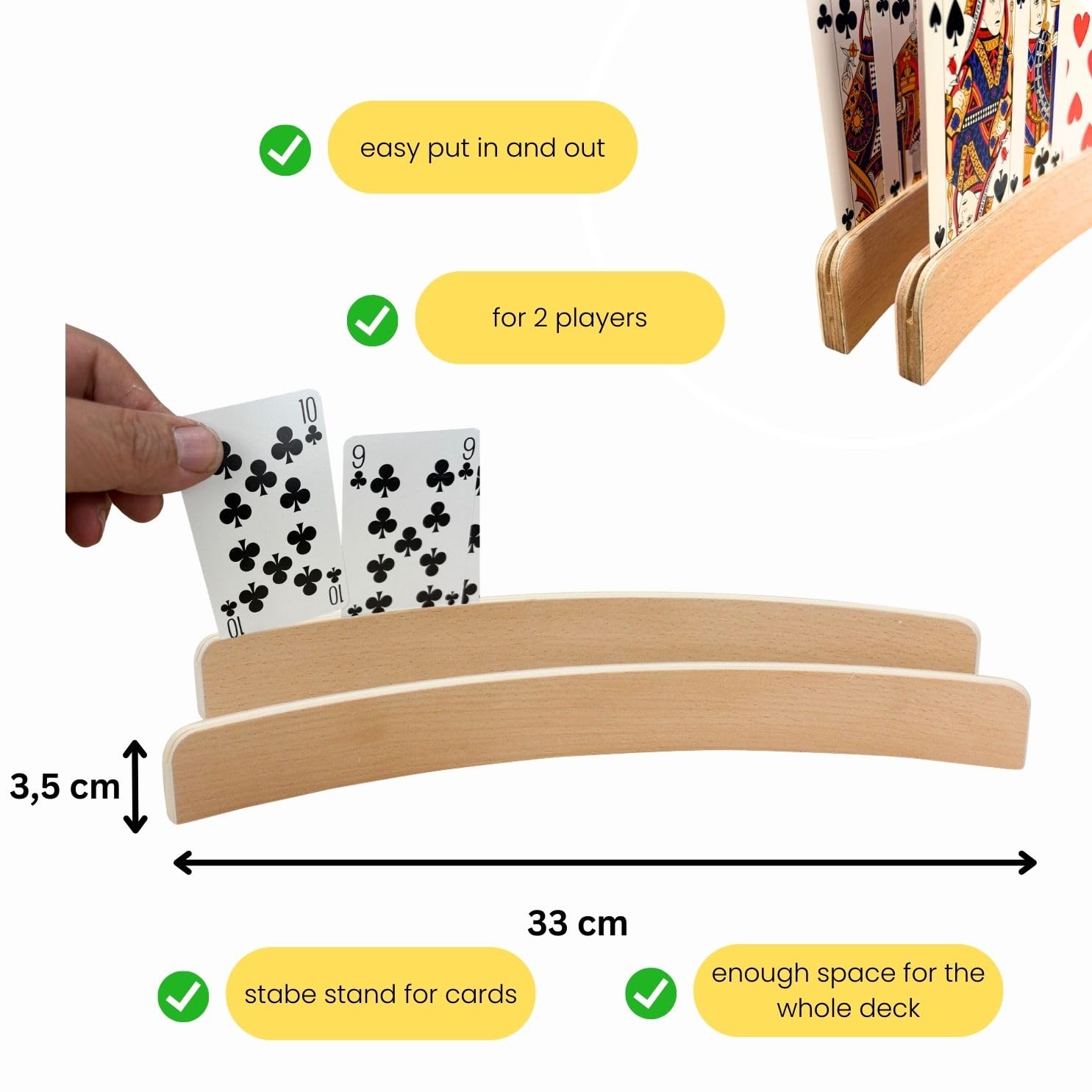 GOMETY Spielkartenhalter Aus Holz | 2 Stück | Freihändig Poker, Rommé & Canasta Spielen