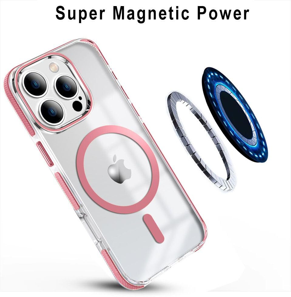 Image of MINTZZ ️ for iPhone 16 Pro Max Case, Compatible with MagSafe, Military-Grade Protection, Yellowing Resistant, Scratch-Resistant TPU Back, Magnetic Phone Case (Pink, iPhone 16 Pro Max)