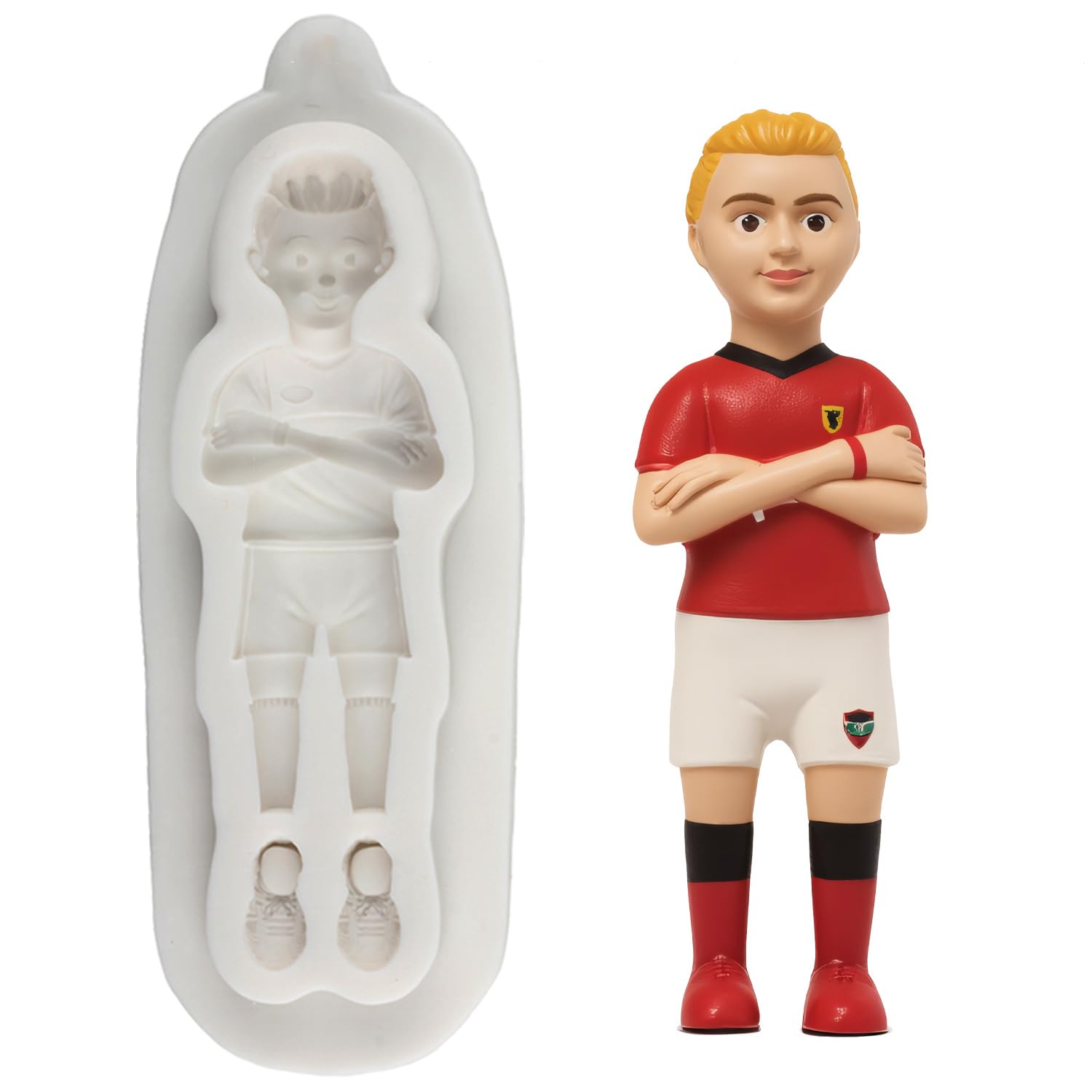 Sijiangmold Soccer Player Silicone Mould Footballer Folded Fondant Moulds