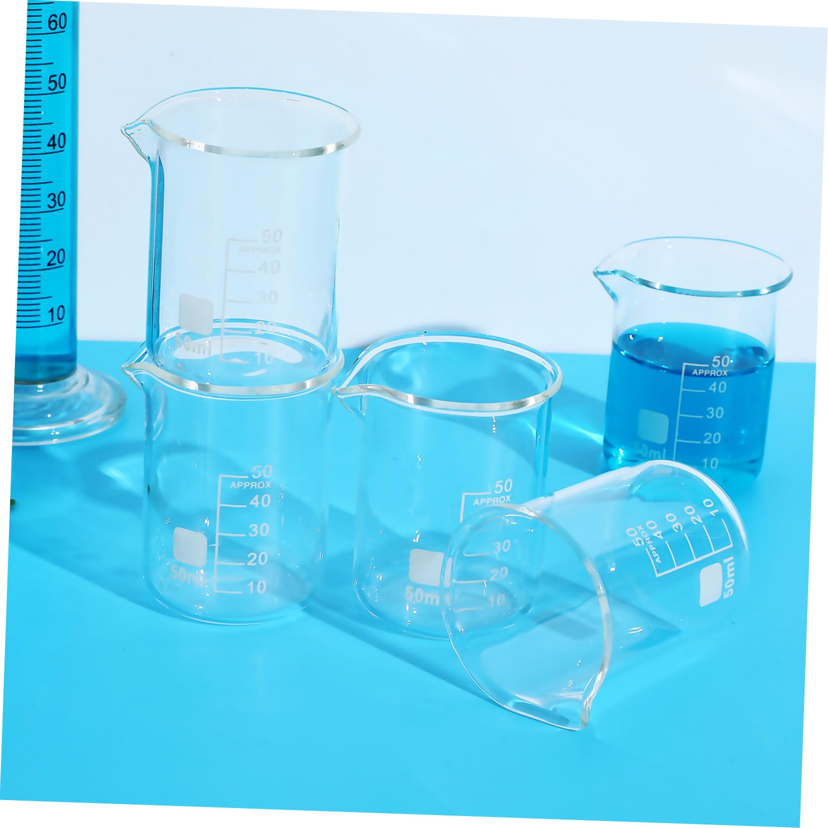 Vasos Medidores De Vidrio Transparente 50 Ml Sin Asa 20 Unidades Graduación Precisa Para Laboratorio y Experimentos Científicos