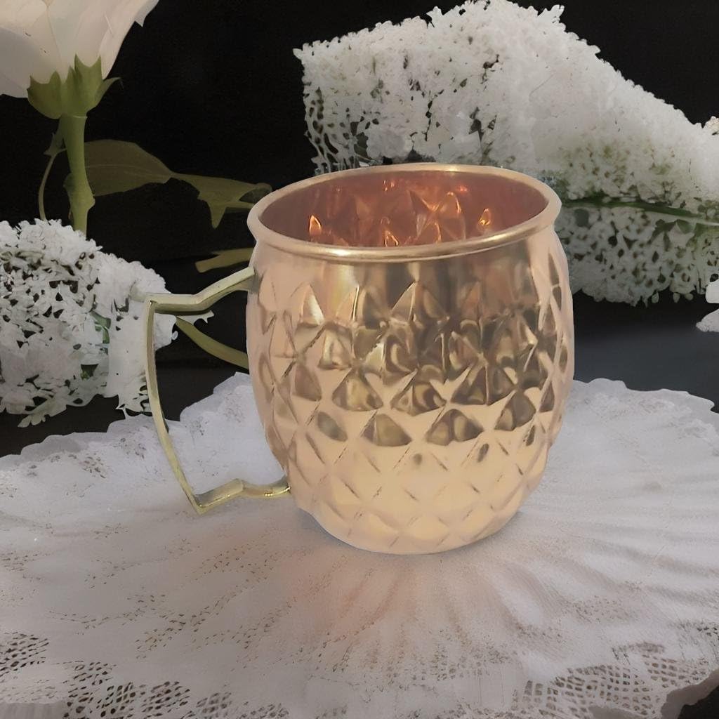 PARIJAT HANDICRAFT Moscow mule brass mugs -100% handcrafted pure solid brass mugs capacity- 18 oz.