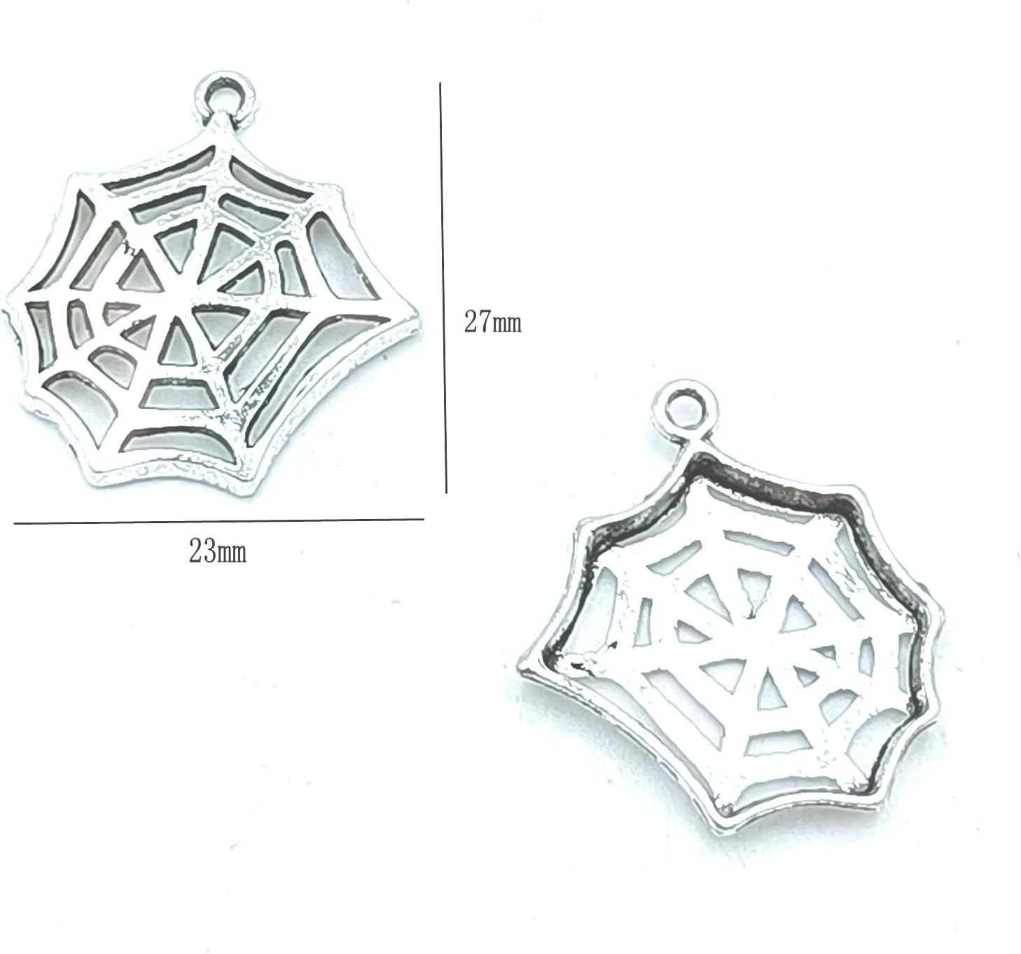 24pcs Charms Antique Tibetan Silver Bulk Zinc Alloy Pendants Halloween Spider Web Pendants for DIY Craft Necklace Bracelets Jewelry Making Findings 27 X 23mm (Ancient Silver) - Image 3