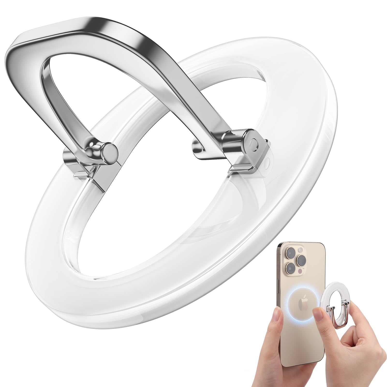 SUPERONE for MagSafe Phone Grip, Adjustable Magnetic Phone Ring Holder, Removable Finger Phone Ring Kickstand Compatible with MagSafe Accessories Only